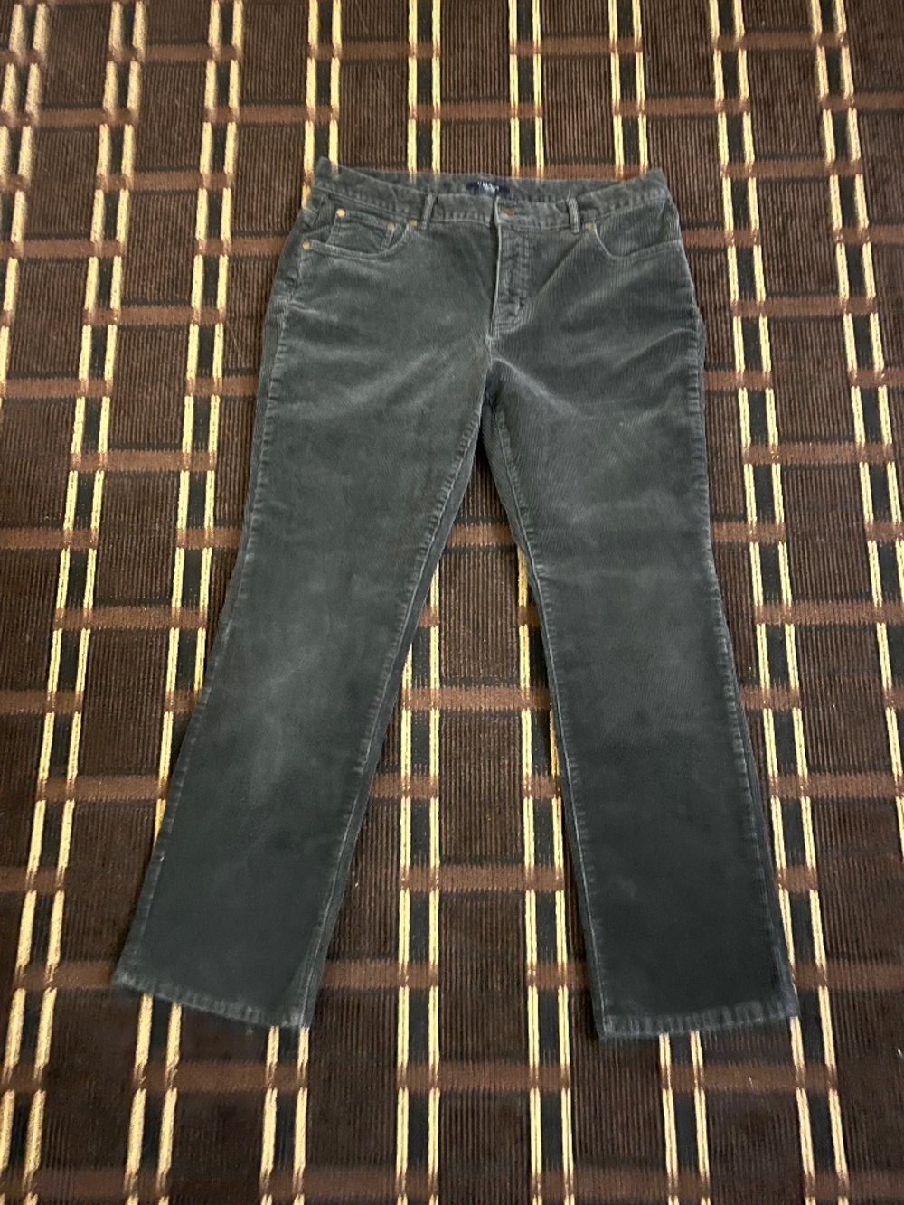 Women’s Chaps Corduroy Pants Gray Petite 12P Winter Warm Cozy (550)